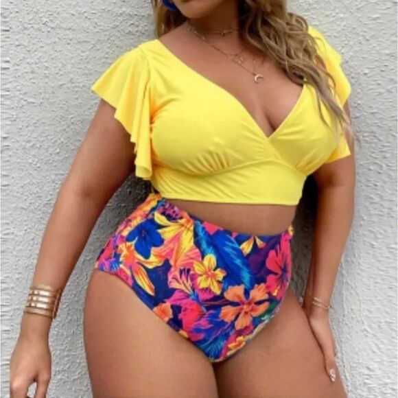 Plus Size Boho Tankini Swimsuit Set